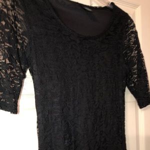 Black lace pencil dress with lining